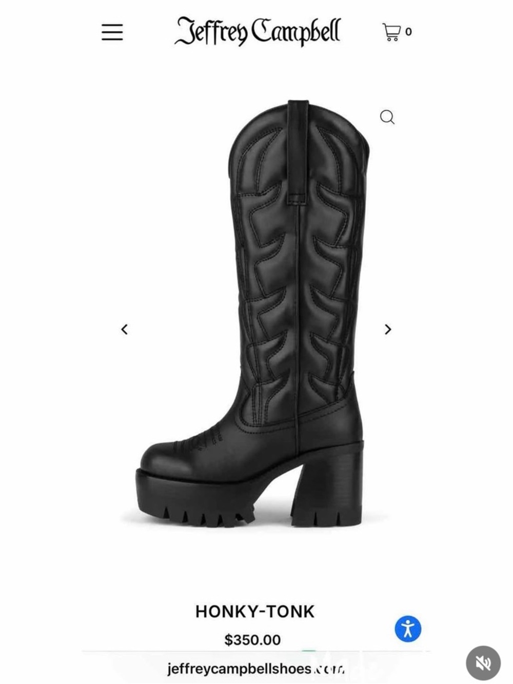 Jeffrey Campbell Black Chunky Platform Western Knee Boot